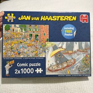 Jumbo Jan Van Haasteren The Cheese Market + Sailboat Race 1000 Pc Jigsaw Puzzles